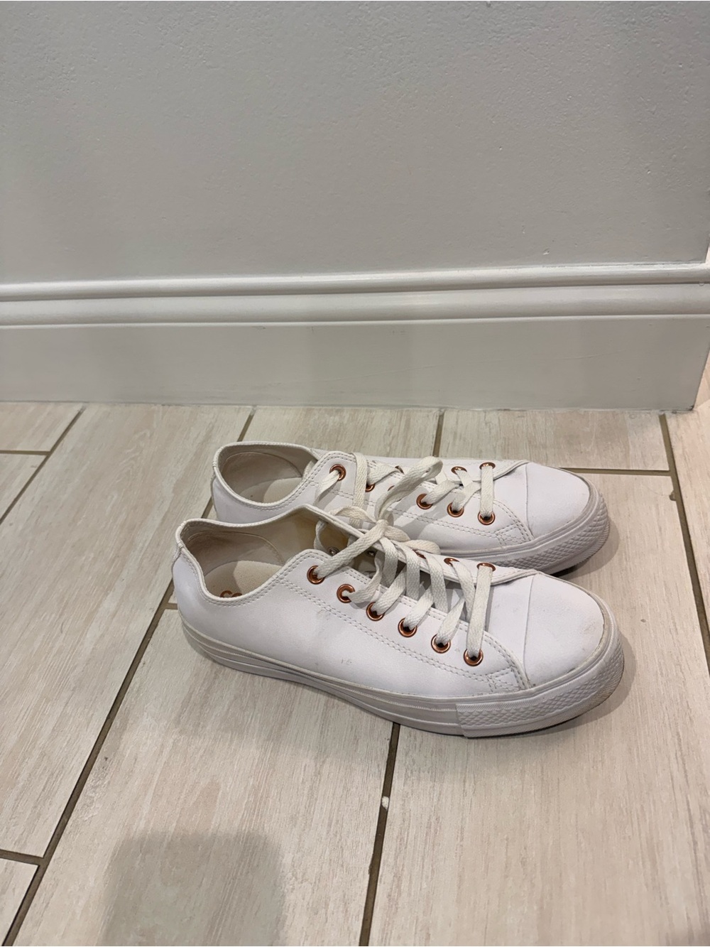 White/Rose Gold Converse All Stars- size 10